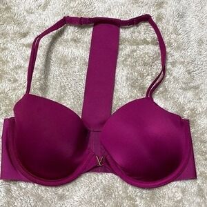 Victorias Secret T-Back Front Closure Lined Demi Bra Magenta‎ Purple 32D